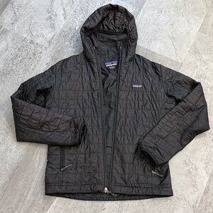 Patagonia Men’s Nanopuff Black Hooded Jacket